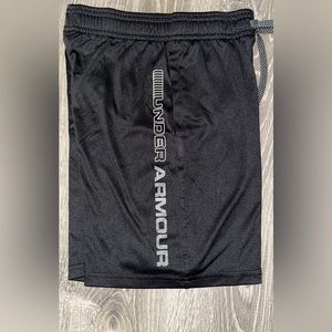 UA, YSM, black shorts